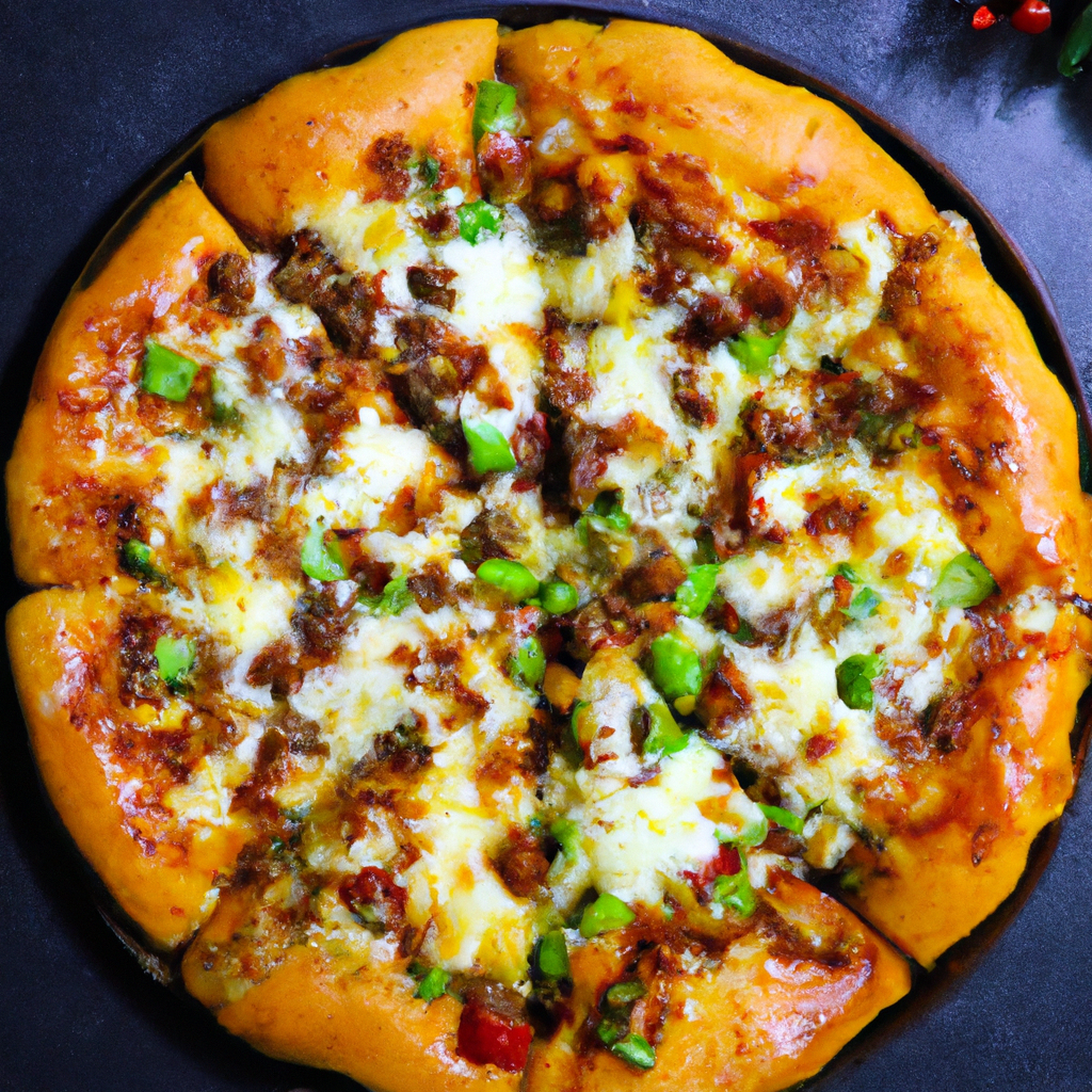 AI-generated photo of Margherita pizza with Indian basil garnish